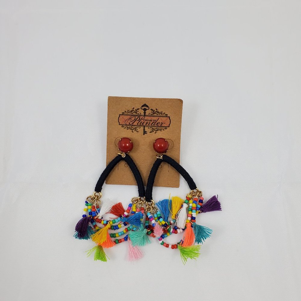 Plunder Design Jewelry Casey Earrings Colorful Tassel & Beads New